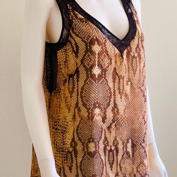 Anne Klein Exotic Animal Print Browns & Black V Neck Sleeveless Top, 12, NWT - Picture 4 of 10